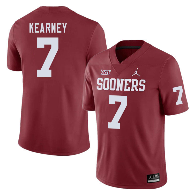 Men #7 Zion Kearney Oklahoma Sooners College Football Jerseys Stitched-Crimson